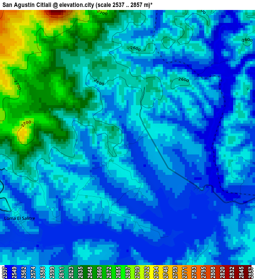 San Agustín Citlali elevation map