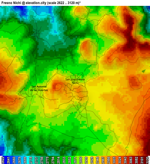 Fresno Nichi elevation map