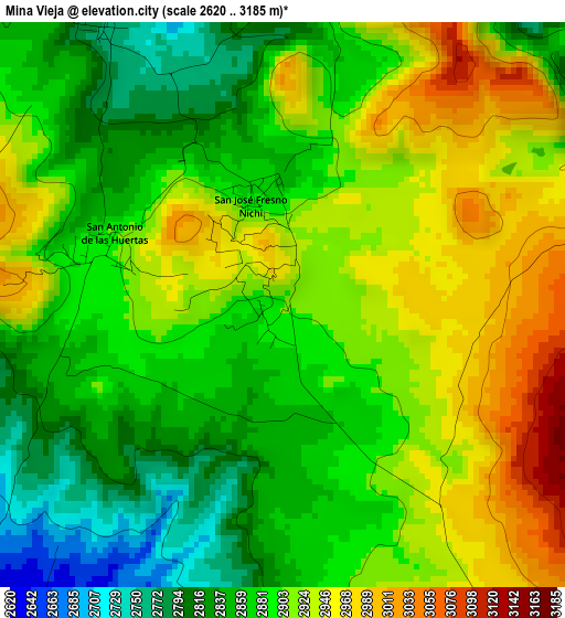 Mina Vieja elevation map