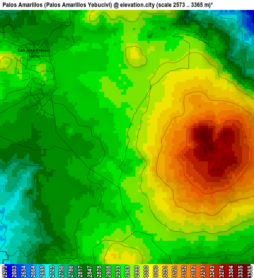 Palos Amarillos (Palos Amarillos Yebuciví) elevation map