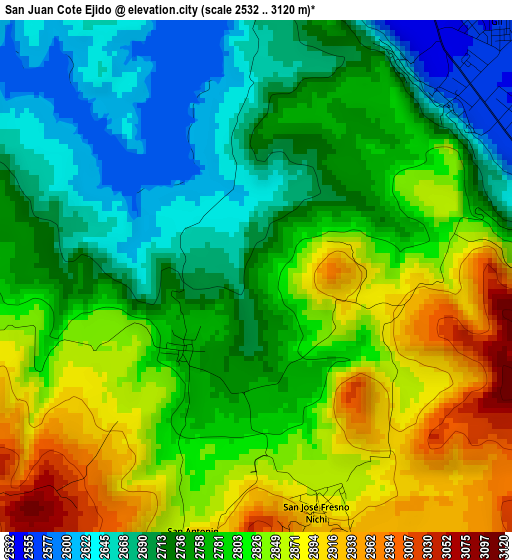 San Juan Cote Ejido elevation map