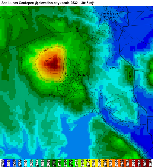 San Lucas Ocotepec elevation map