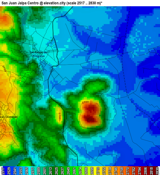 San Juan Jalpa Centro elevation map