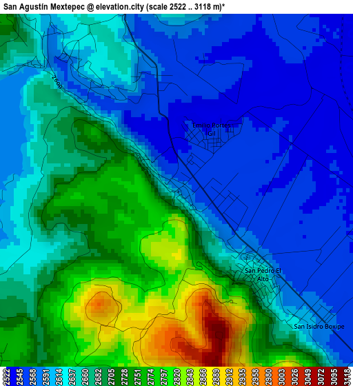 San Agustín Mextepec elevation map