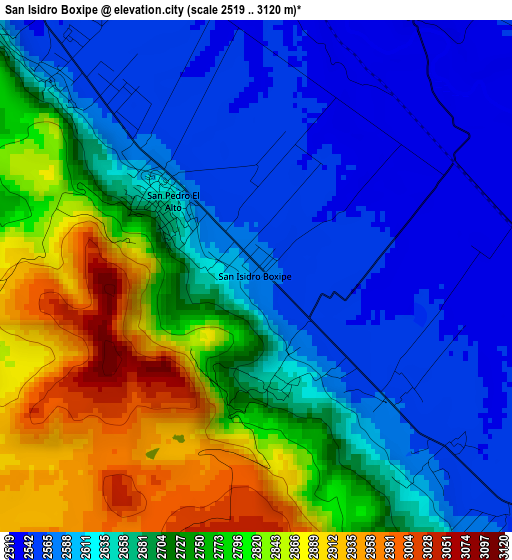 San Isidro Boxipe elevation map