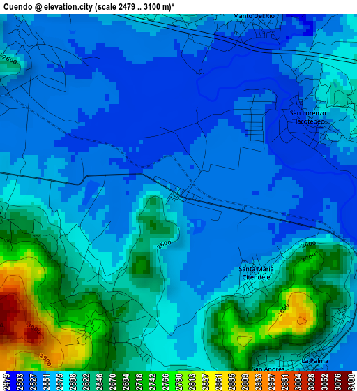 Cuendo elevation map