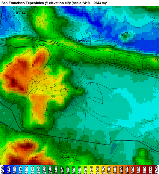 San Francisco Tepeolulco elevation map