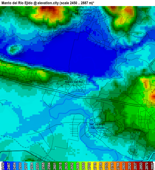 Manto del Río Ejido elevation map