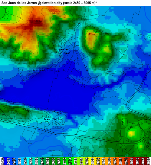 San Juan de los Jarros elevation map