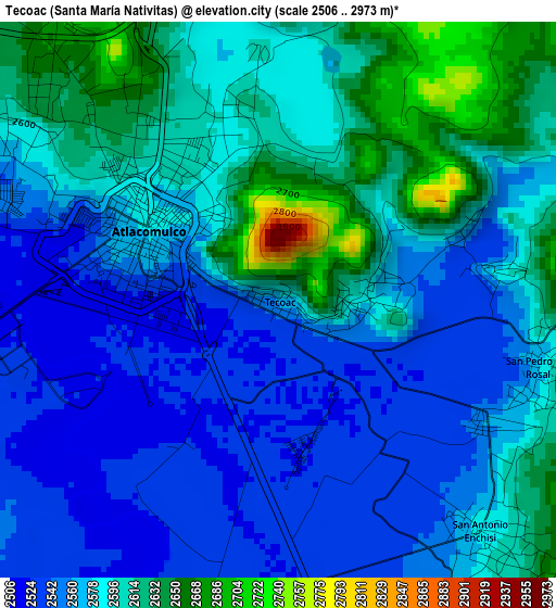 Tecoac (Santa María Nativitas) elevation map