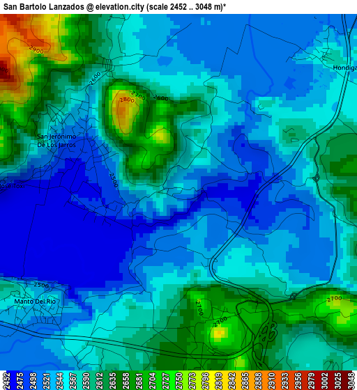 San Bartolo Lanzados elevation map