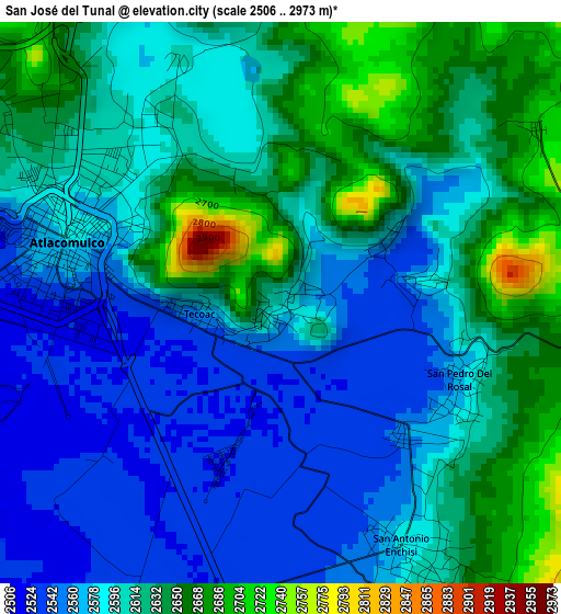 San José del Tunal elevation map