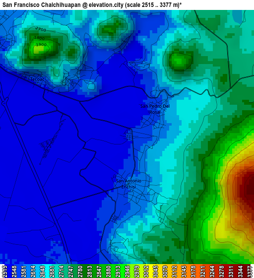 San Francisco Chalchihuapan elevation map
