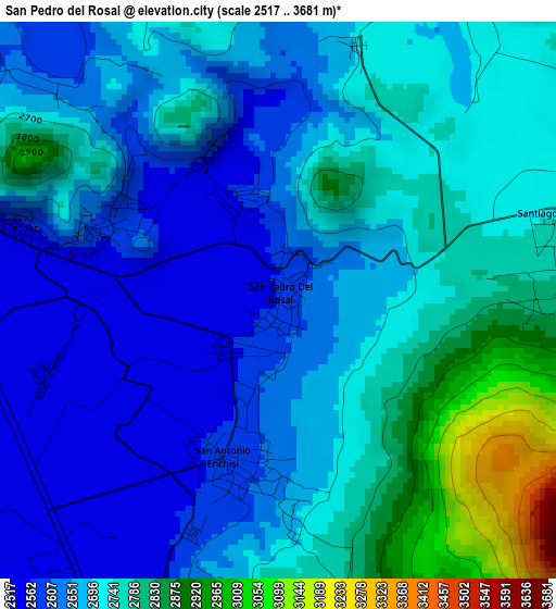 San Pedro del Rosal elevation map