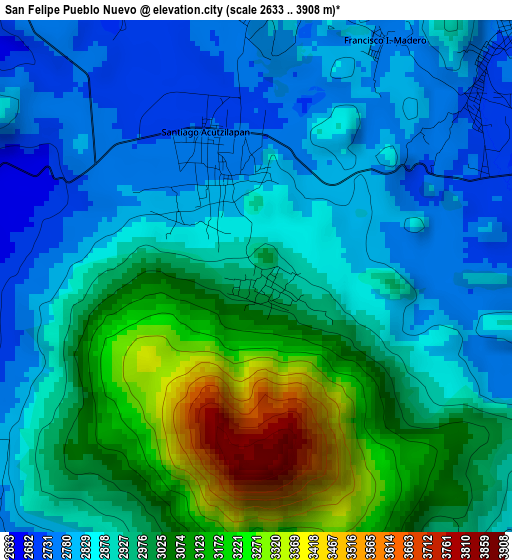 San Felipe Pueblo Nuevo elevation map