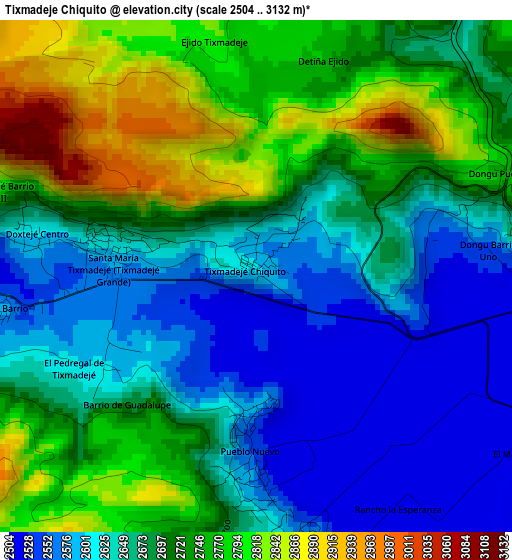 Tixmadeje Chiquito elevation map