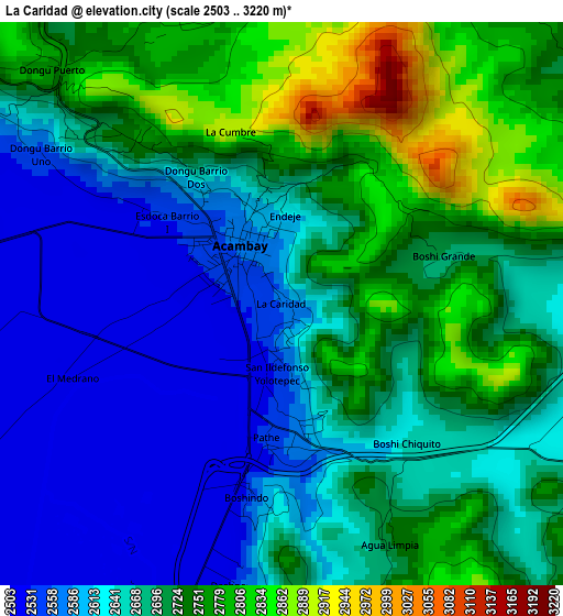 La Caridad elevation map