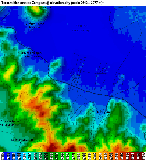 Tercera Manzana de Zaragoza elevation map