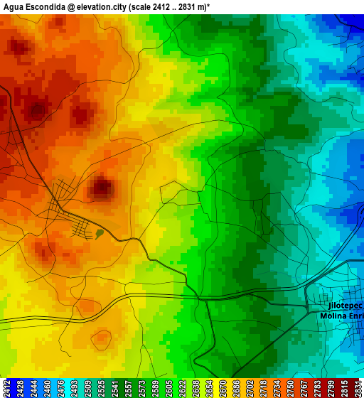 Agua Escondida elevation map