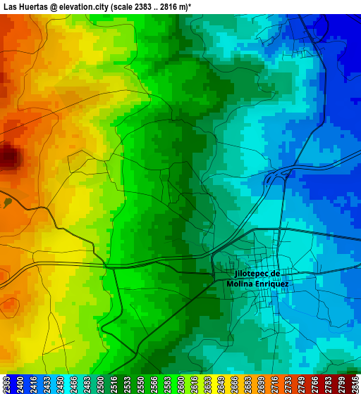 Las Huertas elevation map