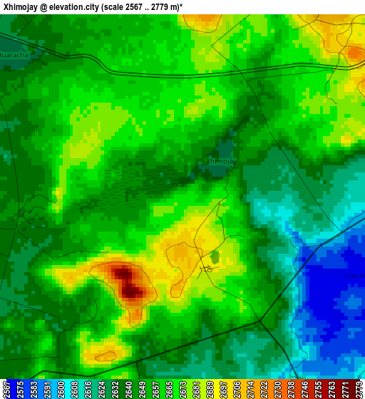 Xhimojay elevation map