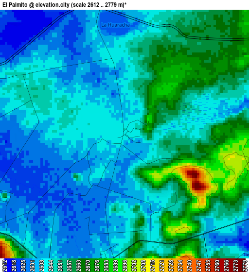 El Palmito elevation map