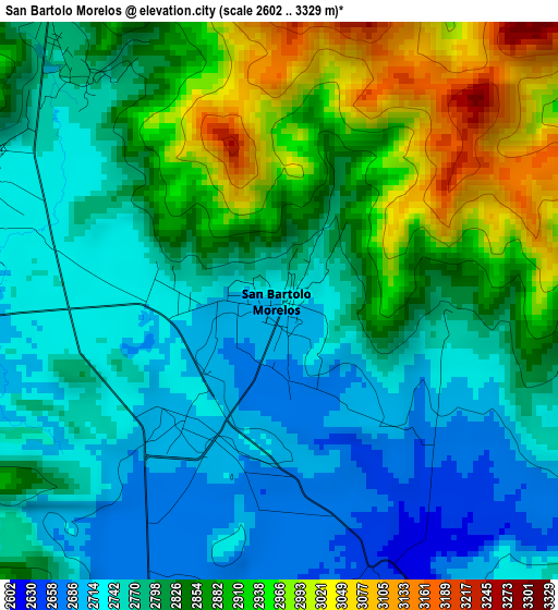 San Bartolo Morelos elevation map