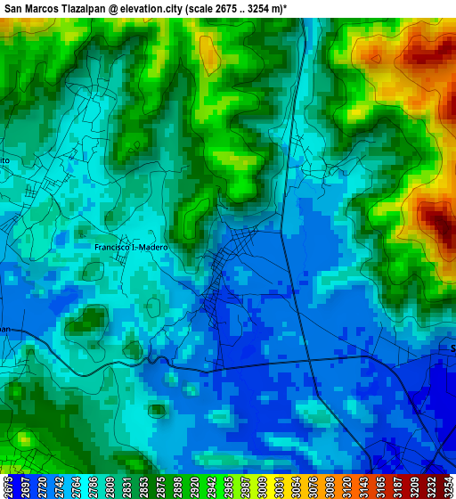 San Marcos Tlazalpan elevation map