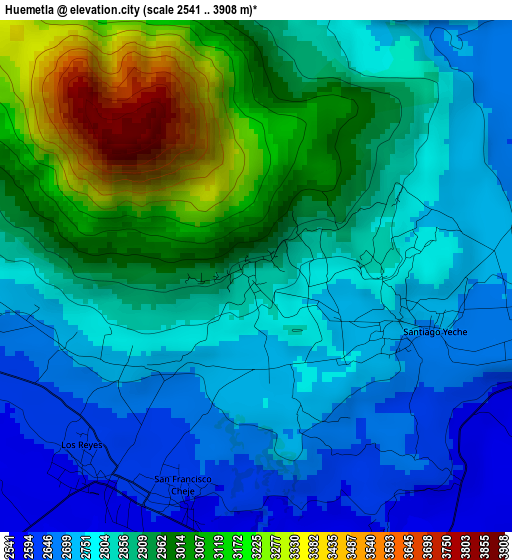 Huemetla elevation map