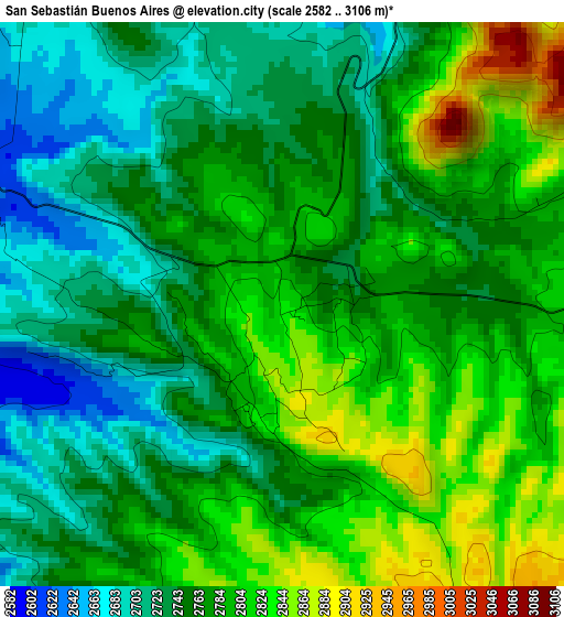 San Sebastián Buenos Aires elevation map