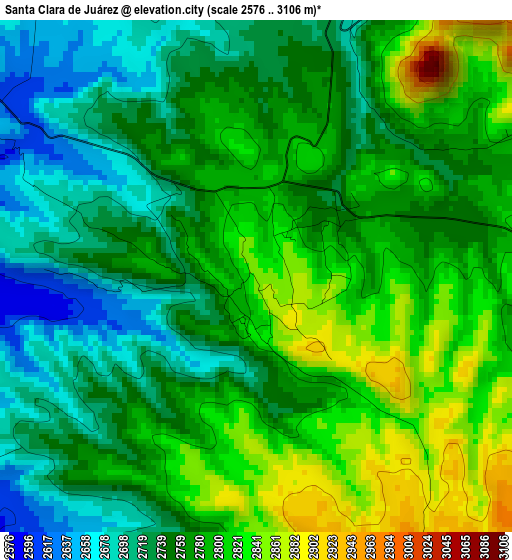 Santa Clara de Juárez elevation map