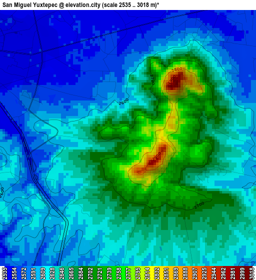 San Miguel Yuxtepec elevation map