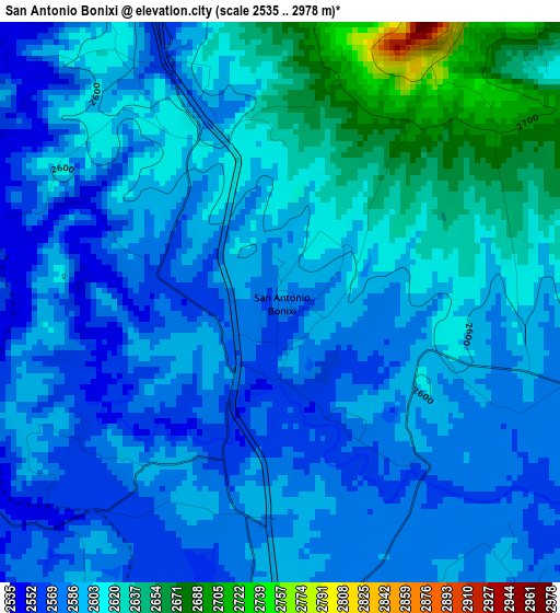 San Antonio Bonixi elevation map