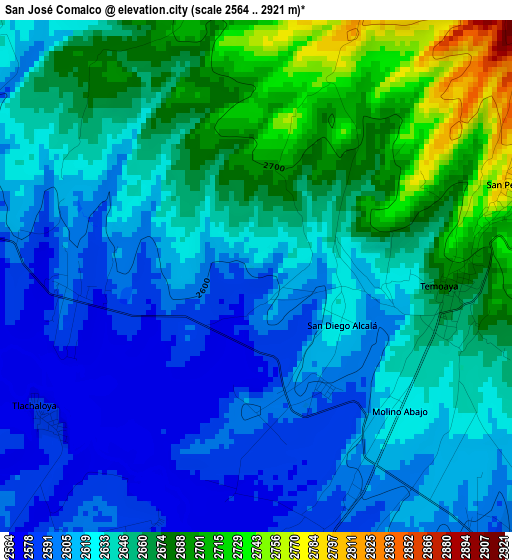 San José Comalco elevation map