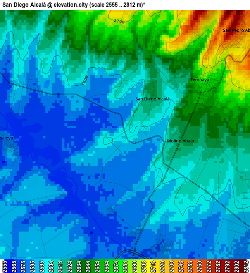 San Diego Alcalá elevation map