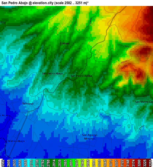 San Pedro Abajo elevation map