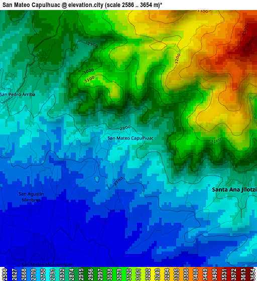 San Mateo Capulhuac elevation map