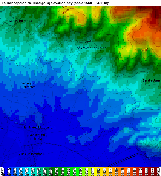 La Concepción de Hidalgo elevation map