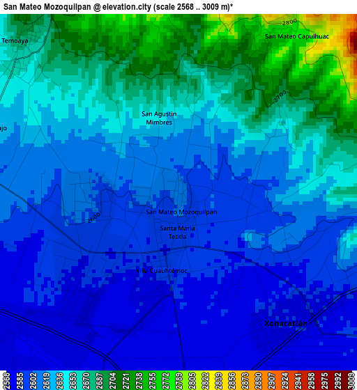 San Mateo Mozoquilpan elevation map