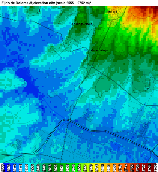 Ejido de Dolores elevation map