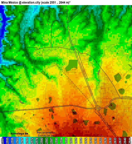 Mina México elevation map