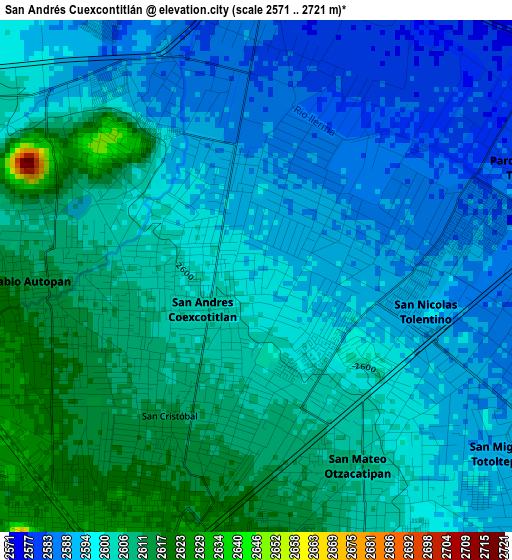 San Andrés Cuexcontitlán elevation map