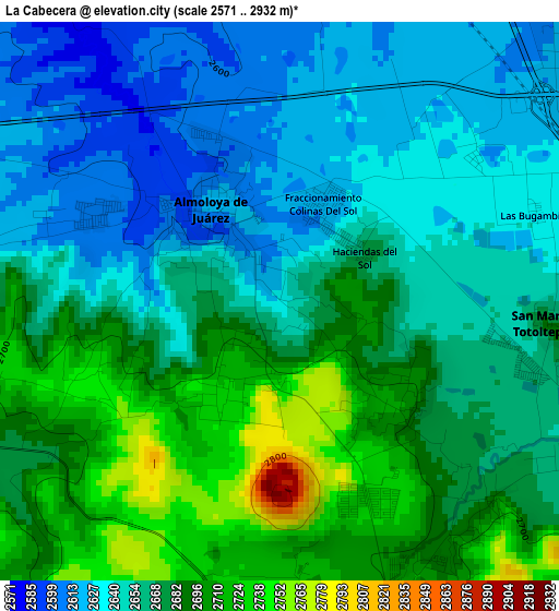 La Cabecera elevation map