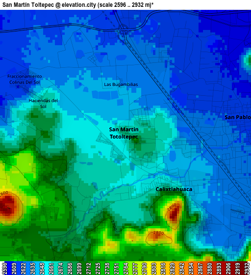 San Martín Toltepec elevation map