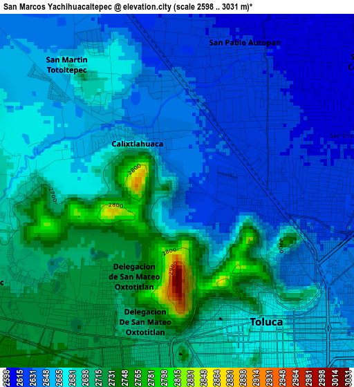 San Marcos Yachihuacaltepec elevation map