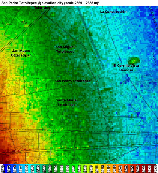 San Pedro Totoltepec elevation map