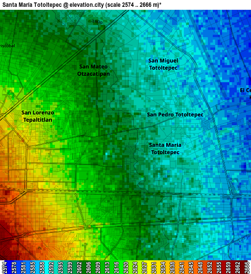 Santa María Totoltepec elevation map