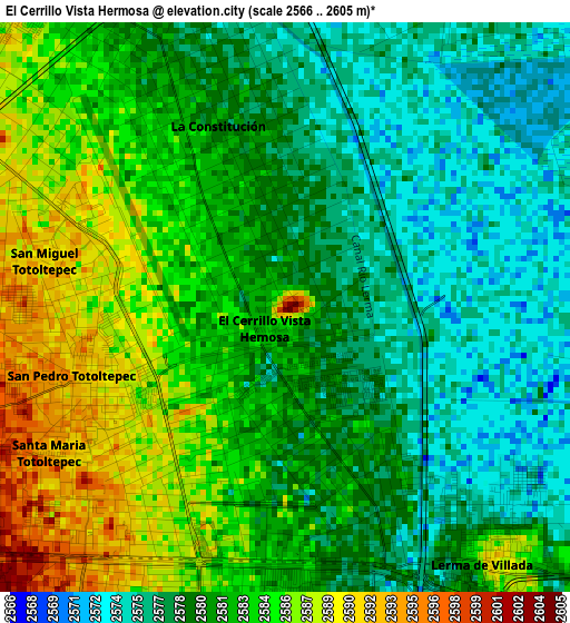 El Cerrillo Vista Hermosa elevation map