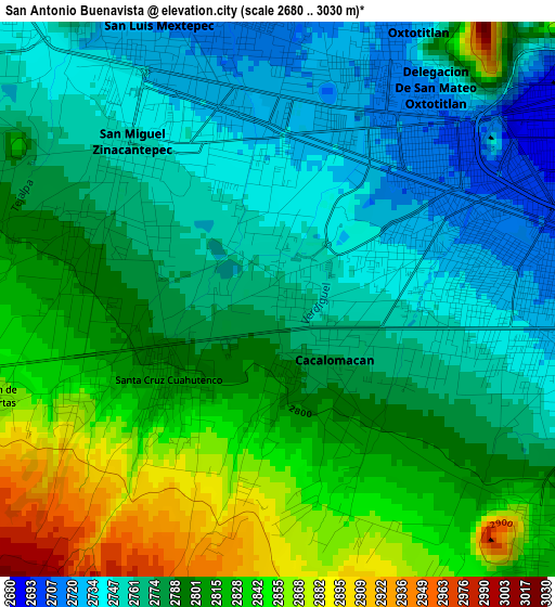 San Antonio Buenavista elevation map