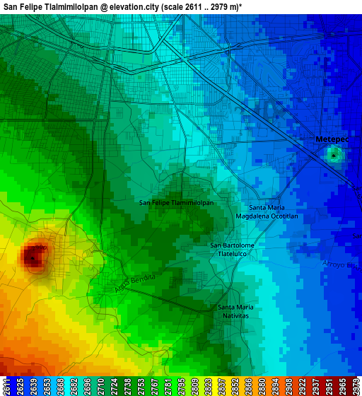 San Felipe Tlalmimilolpan elevation map